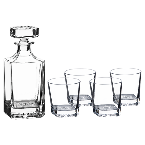 750 ml Glass Whiskey Decanter w/ glasses